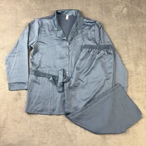 Flora By Flora Nikrooz Pajama Set Womens Size L Teal‎ Hazel Hammered Satin